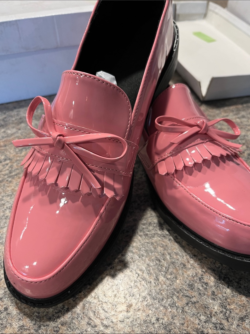 Patent Pink Tassel Loafers for women